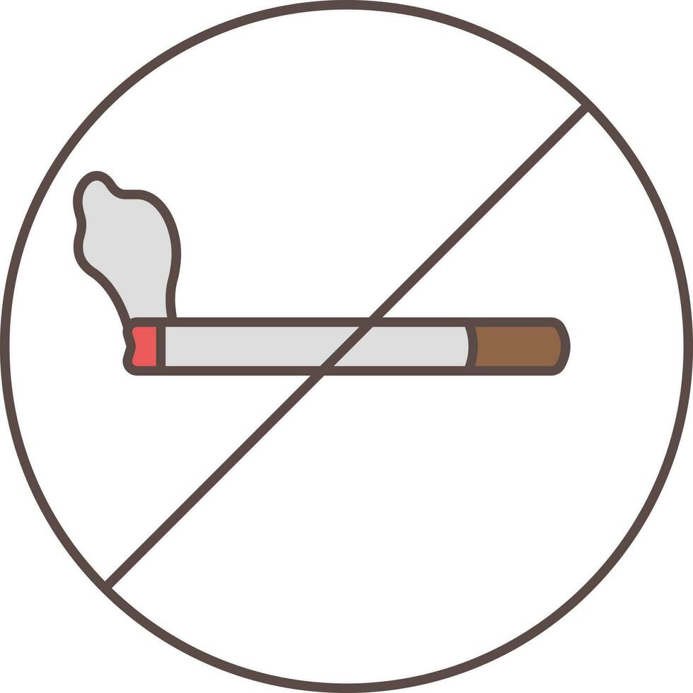No de fumar icono en rojo y gris color. vector