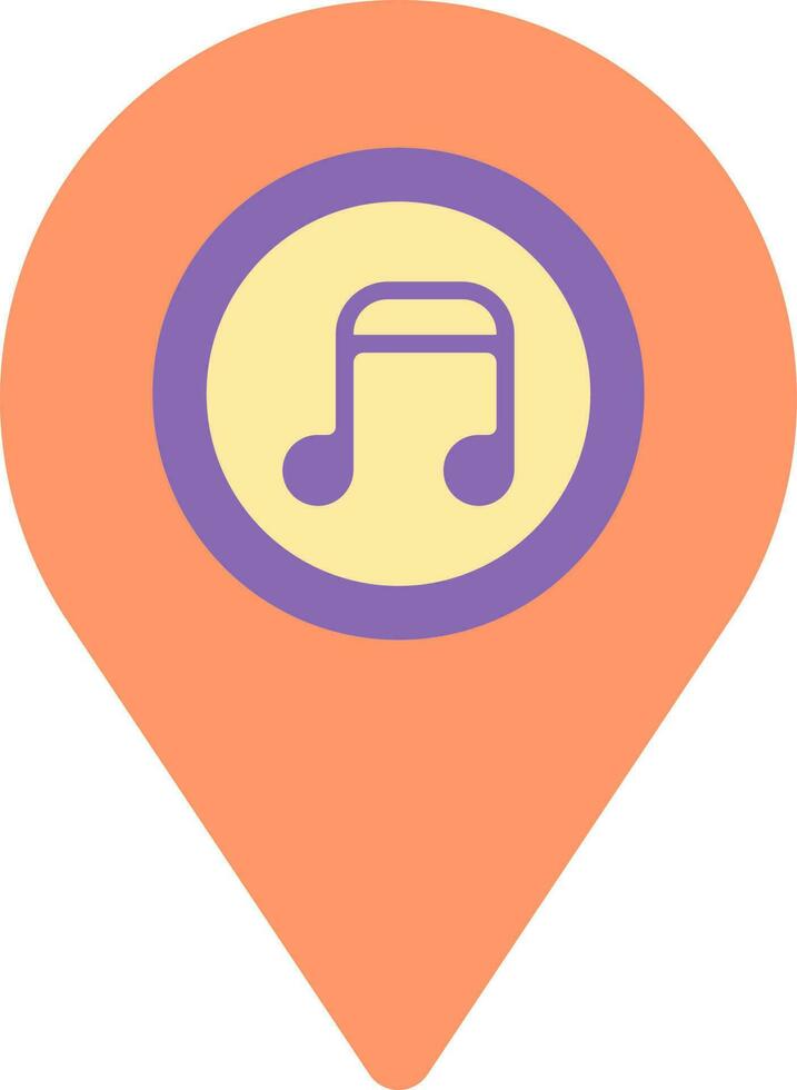 música ubicación alfiler icono en plano estilo. vector