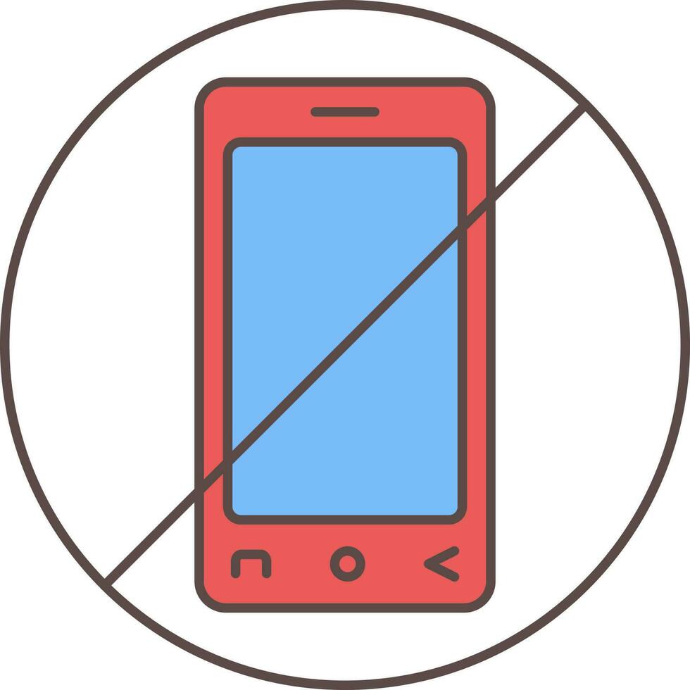 No Smartphone Icon In Red And Blue Color. vector