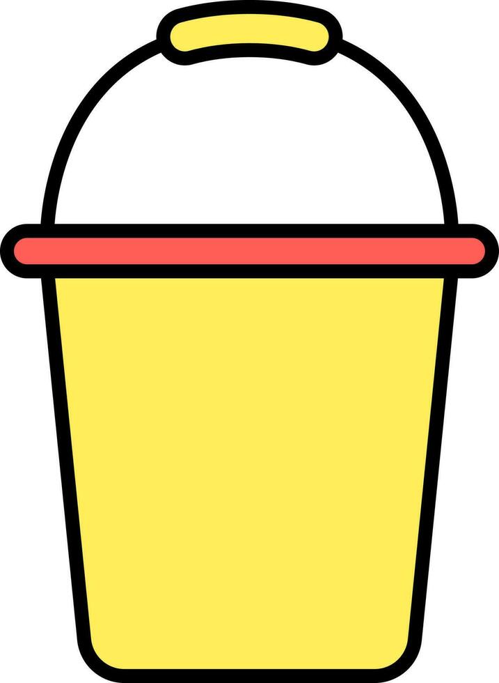 Flat Bucket Icon In Red And Yellow Color. vector