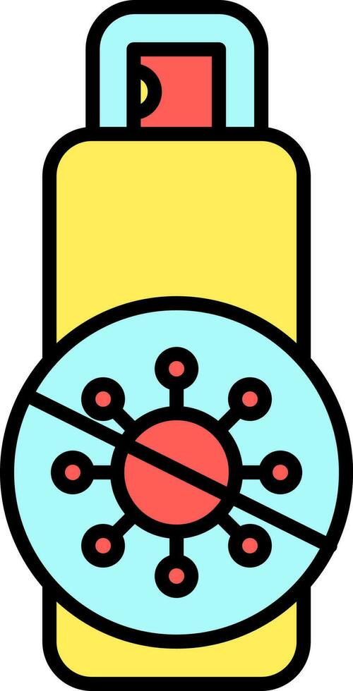 Colorful Antibacterial Spray Bottle Flat Icon. vector