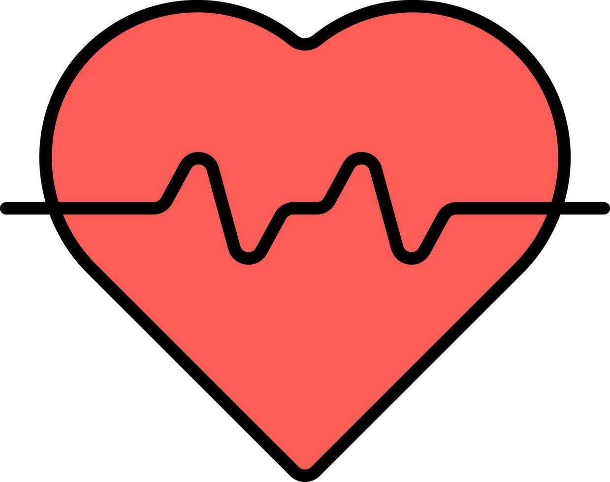 Flat Style Heartbeat Icon In Red Color. vector