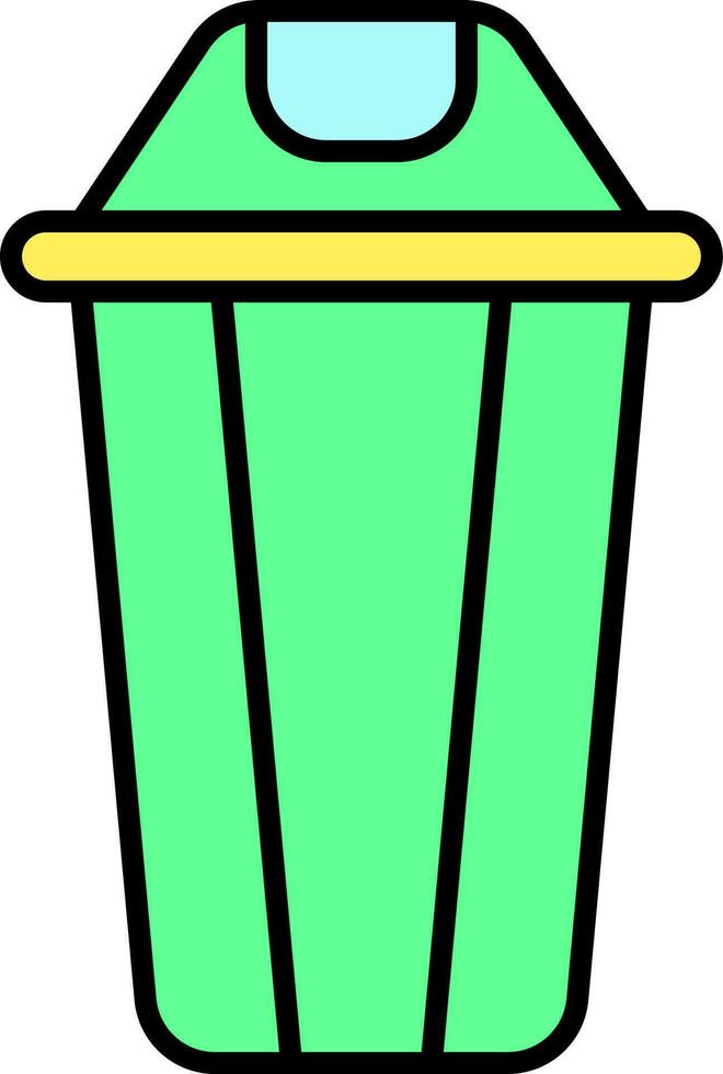 Green Dustbin Icon In Flat Style. vector