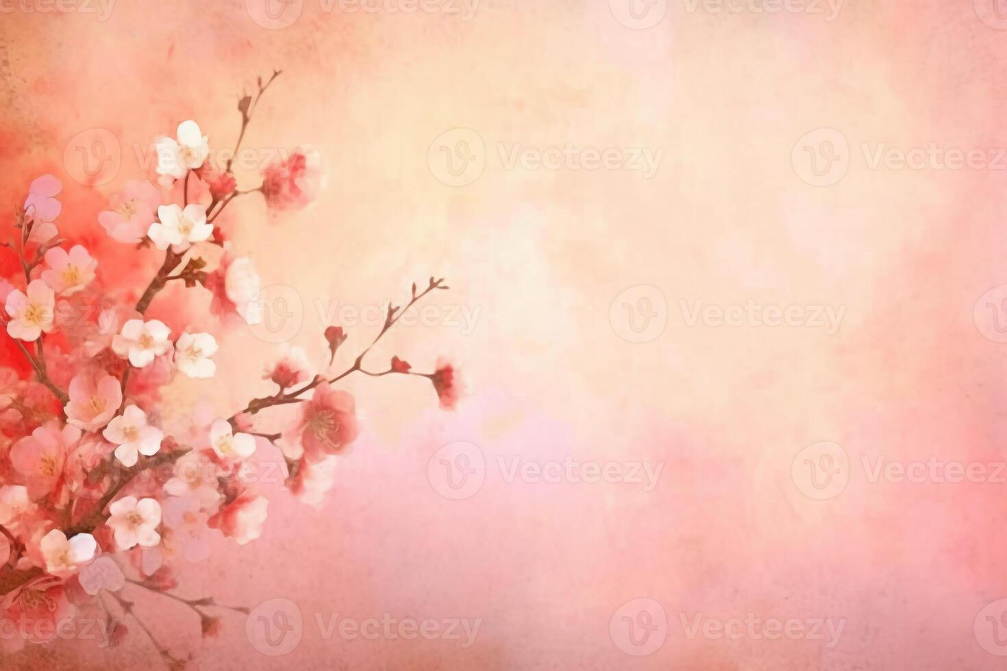 light pink background paper texture tiny petal flower painting in watercolor style. photo