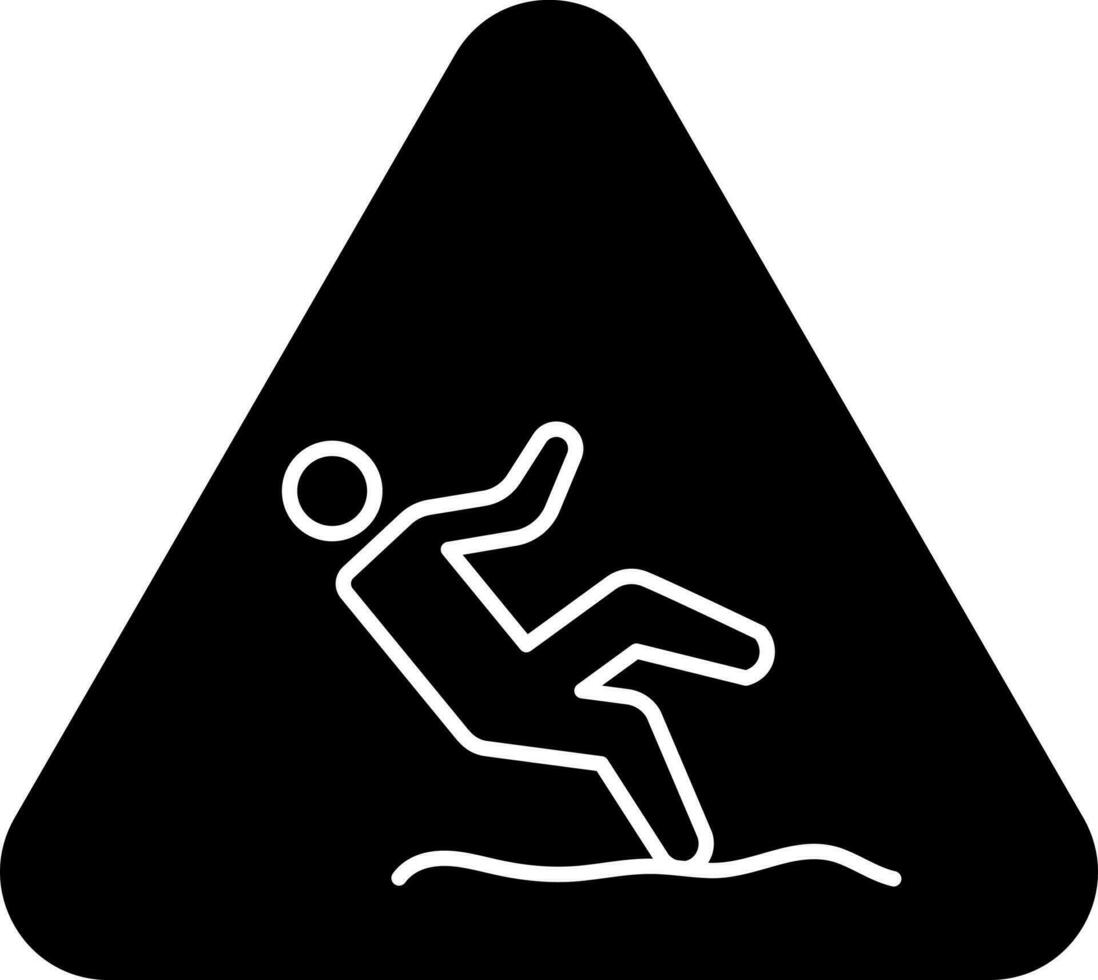 Wet Floor Warning Sign Board Icon In Glyph Style. vector