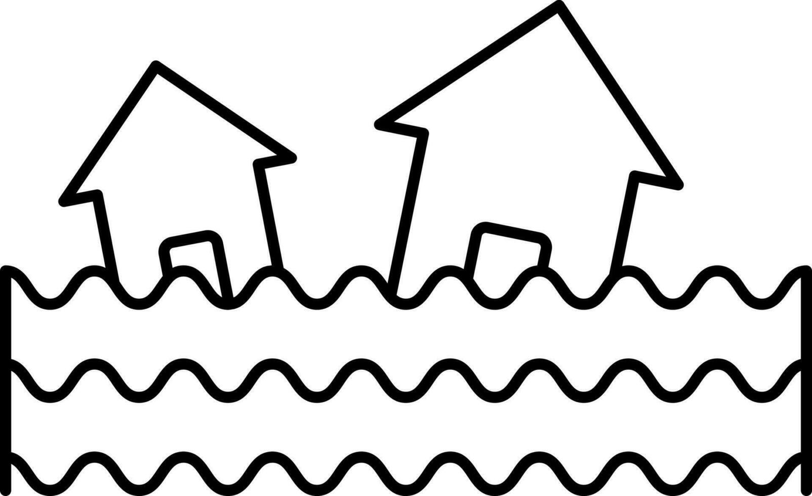 Black Outline Illustration Of Flood Icon. vector