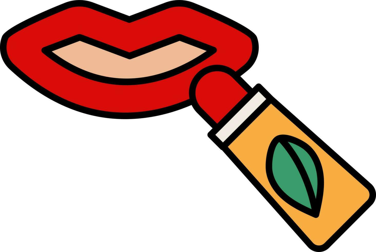 Herbal Balm Applying On Lips Colorful Icon. vector