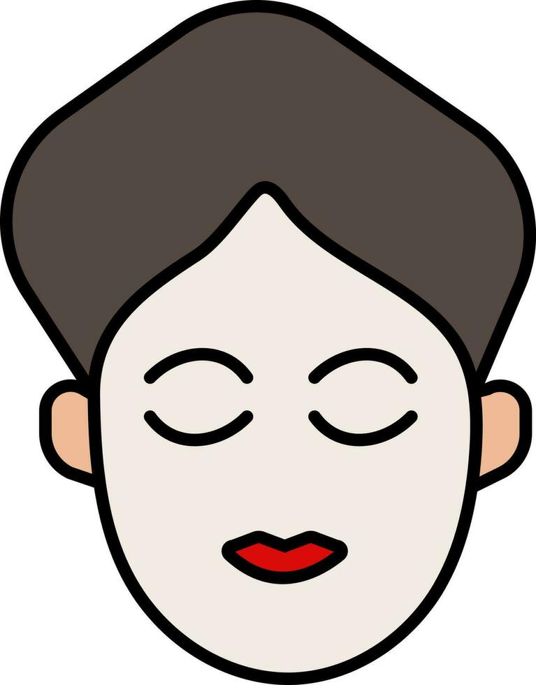 Facial Mask Apply Female Face White And Black Icon. vector