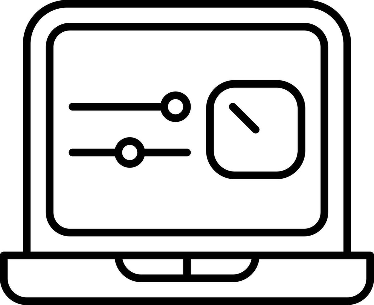 Windows Control Panel Icon In Black Line Art. vector