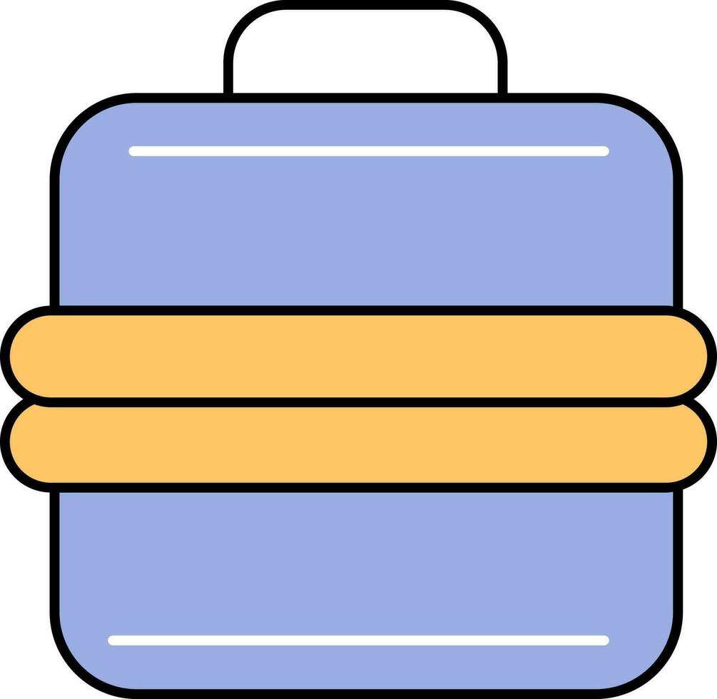 Blue And Orange Tool Box Icon In Flat Style. vector