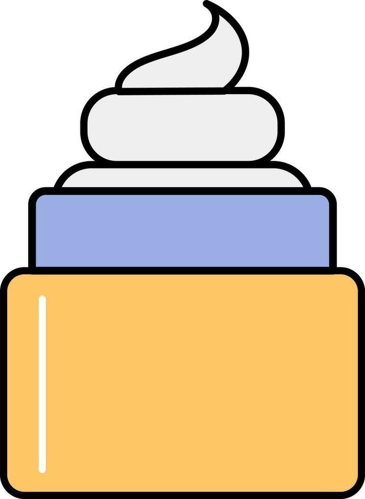 Cream Jar Blue And Orange Icon In Flat Style. vector