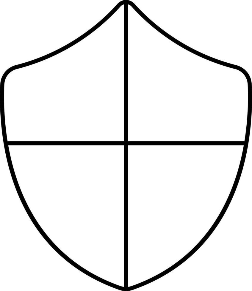 Isolated Shield Icon In Black Line Art. vector