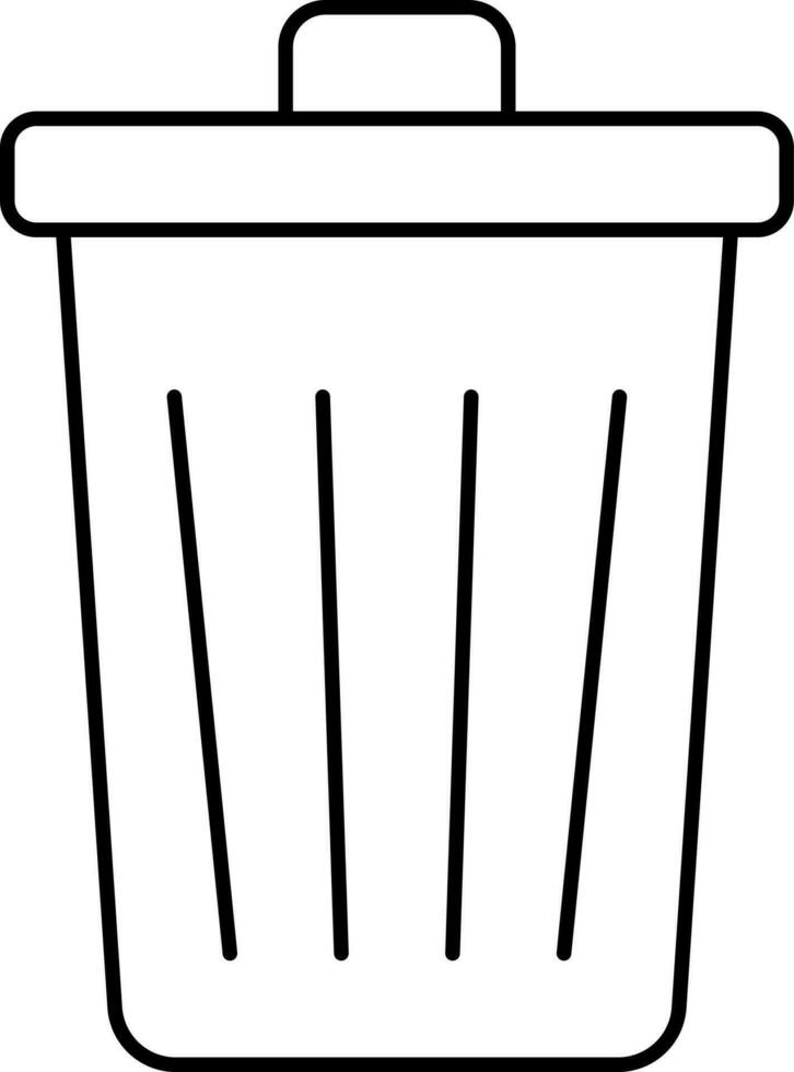 Black Linear Style Trash Bin Icon Or Symbol. vector