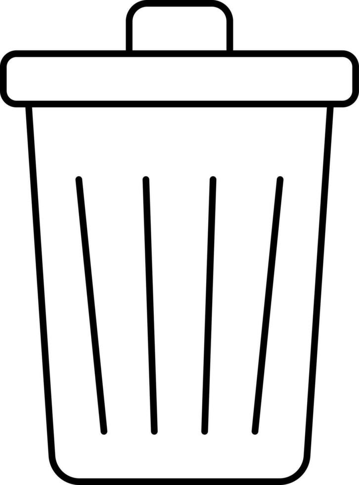 Black Linear Style Trash Bin Icon Or Symbol. vector