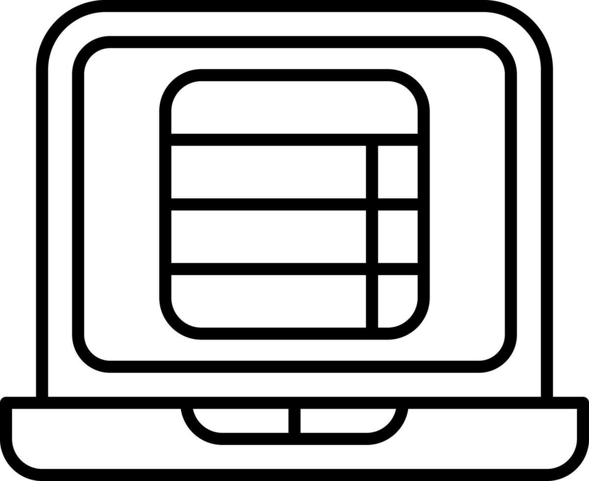 Column Draw Table In Laptop Screen Linear Icon. vector