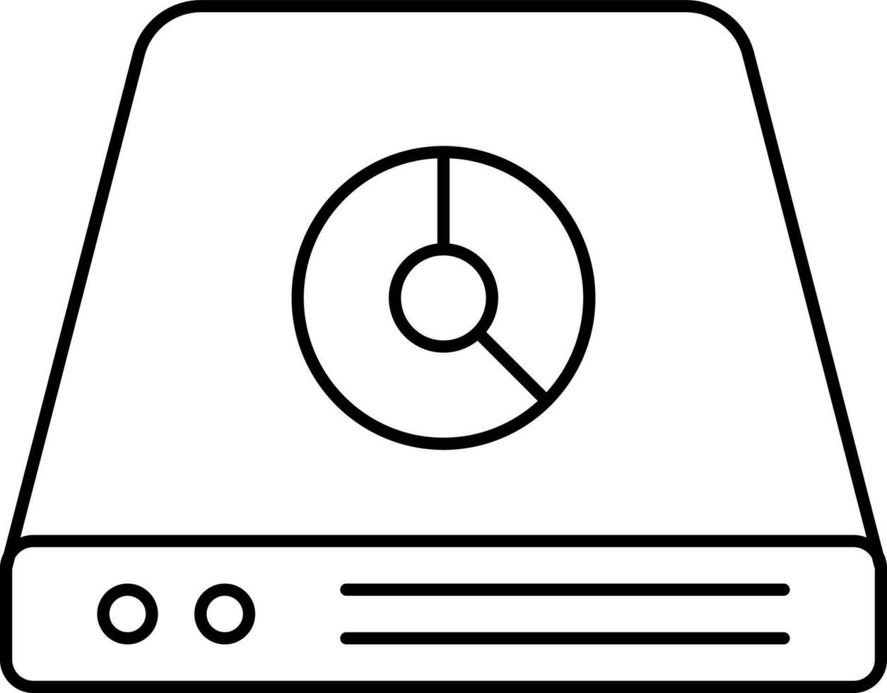 Flat Style Cd Drive Icon In Black Outline. vector