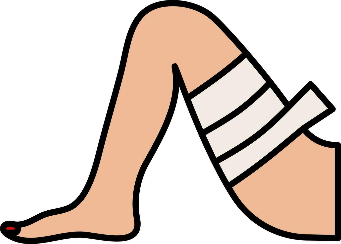 Bandage Slimming Treatment For Leg Peach And White Icon In Flat Style. vector