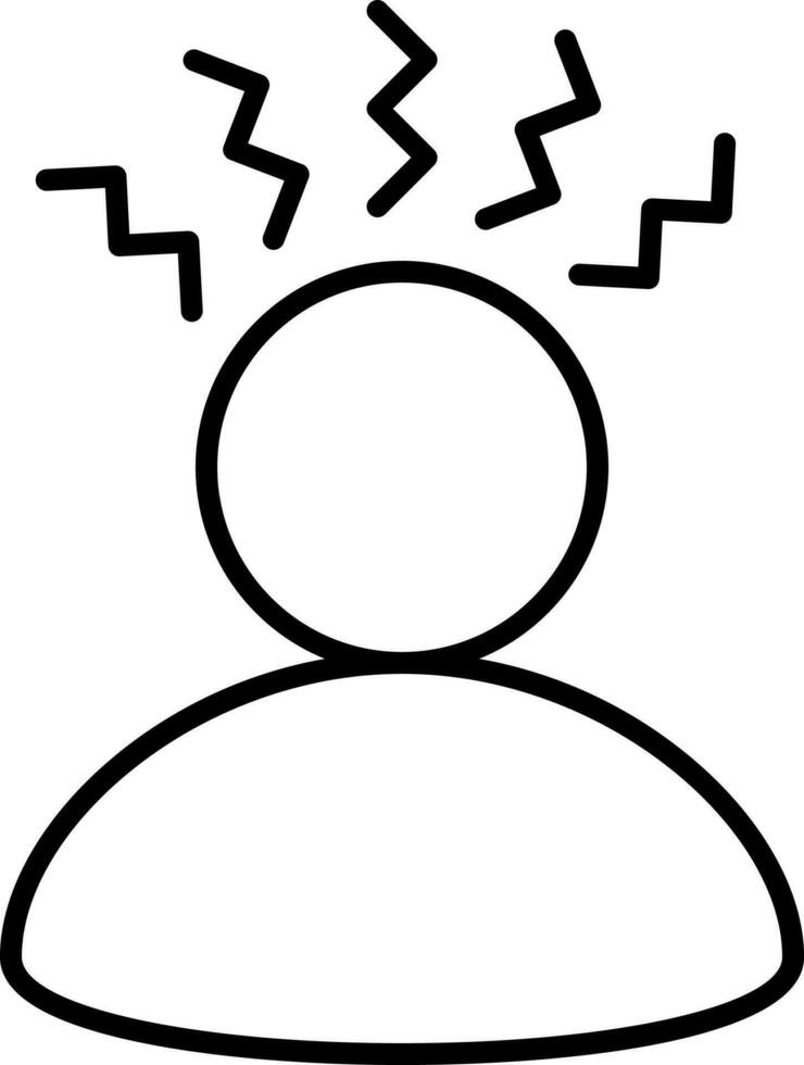 Headache Man Icon In Black Outline. vector