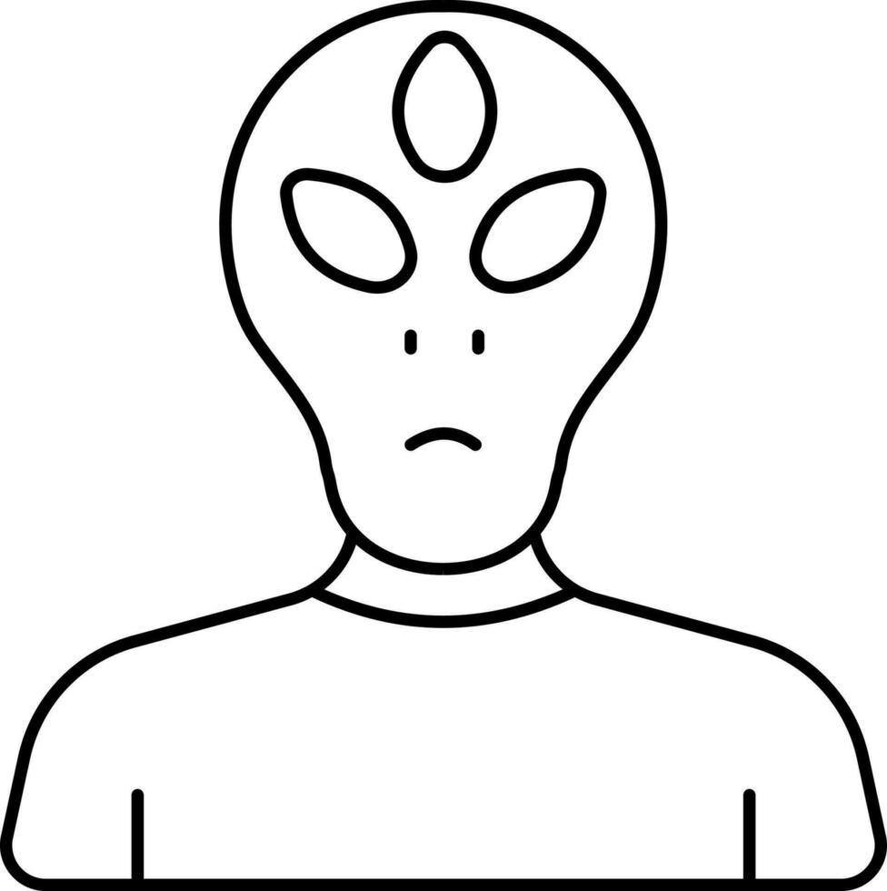 Alien Icon In Black Outline. vector