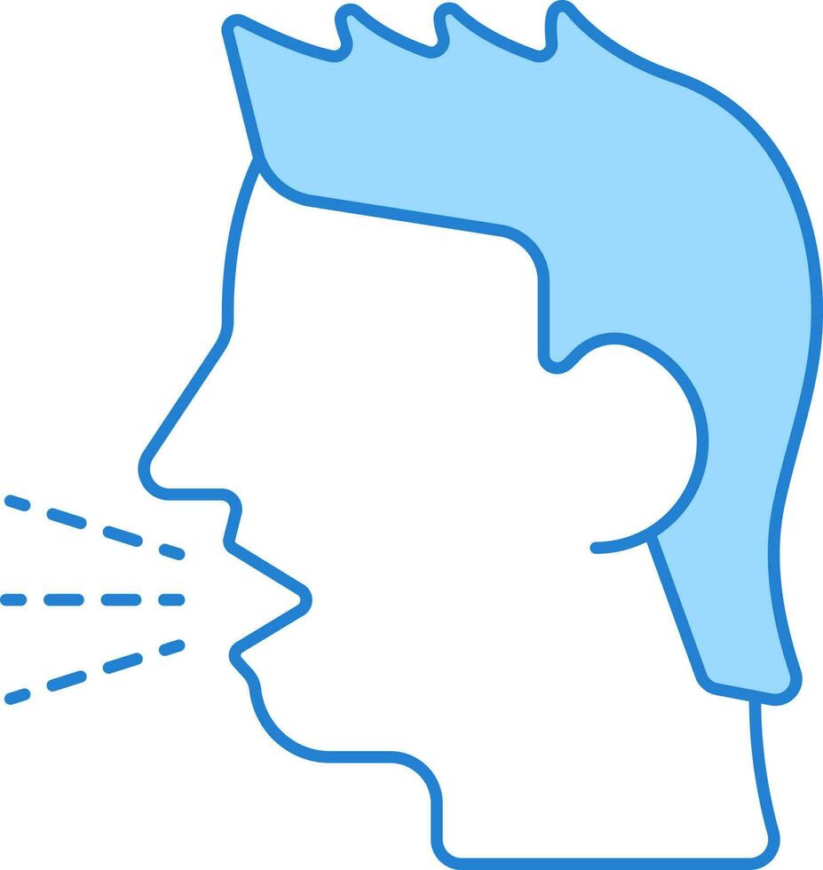 Illustration Of Talking Man Blue And White Icon. vector