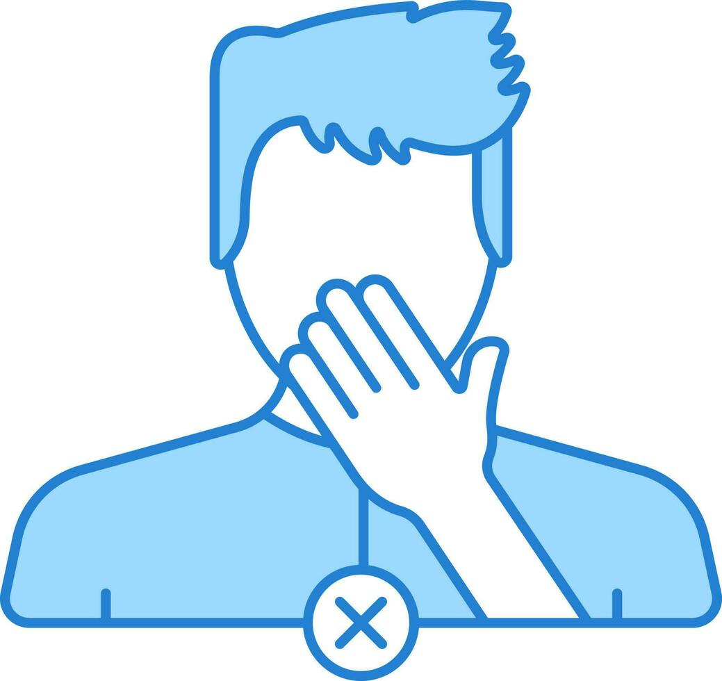 Don't Face Touch Blue And White Icon In Flat Style. vector