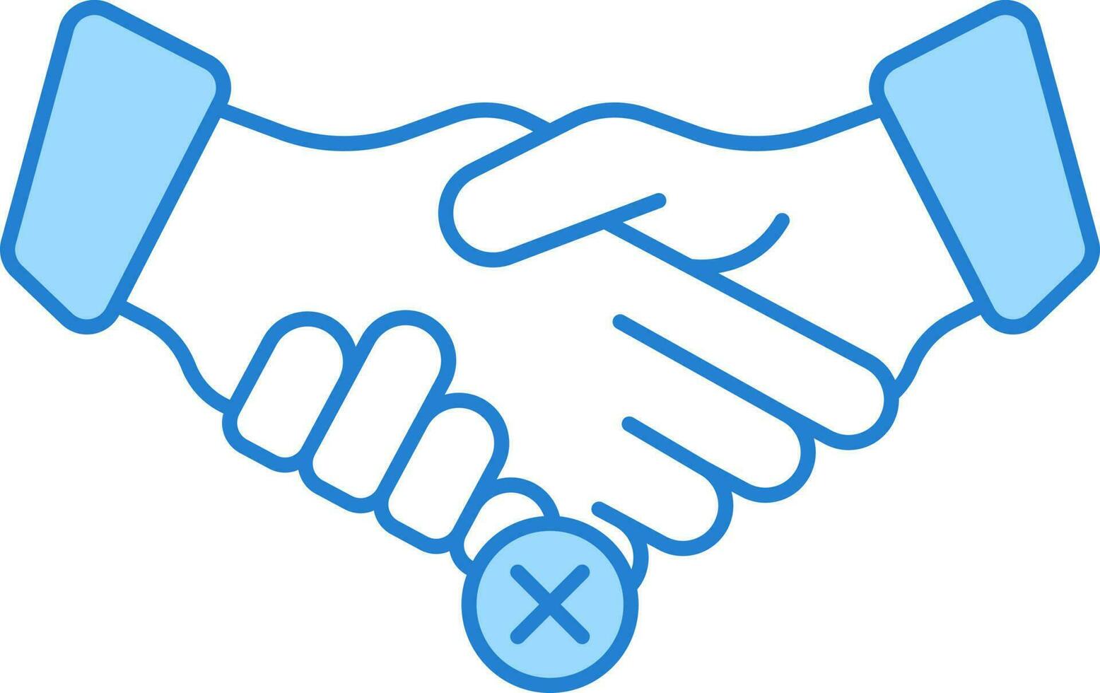 No Hand Shake Icon In Blue And White Color. vector