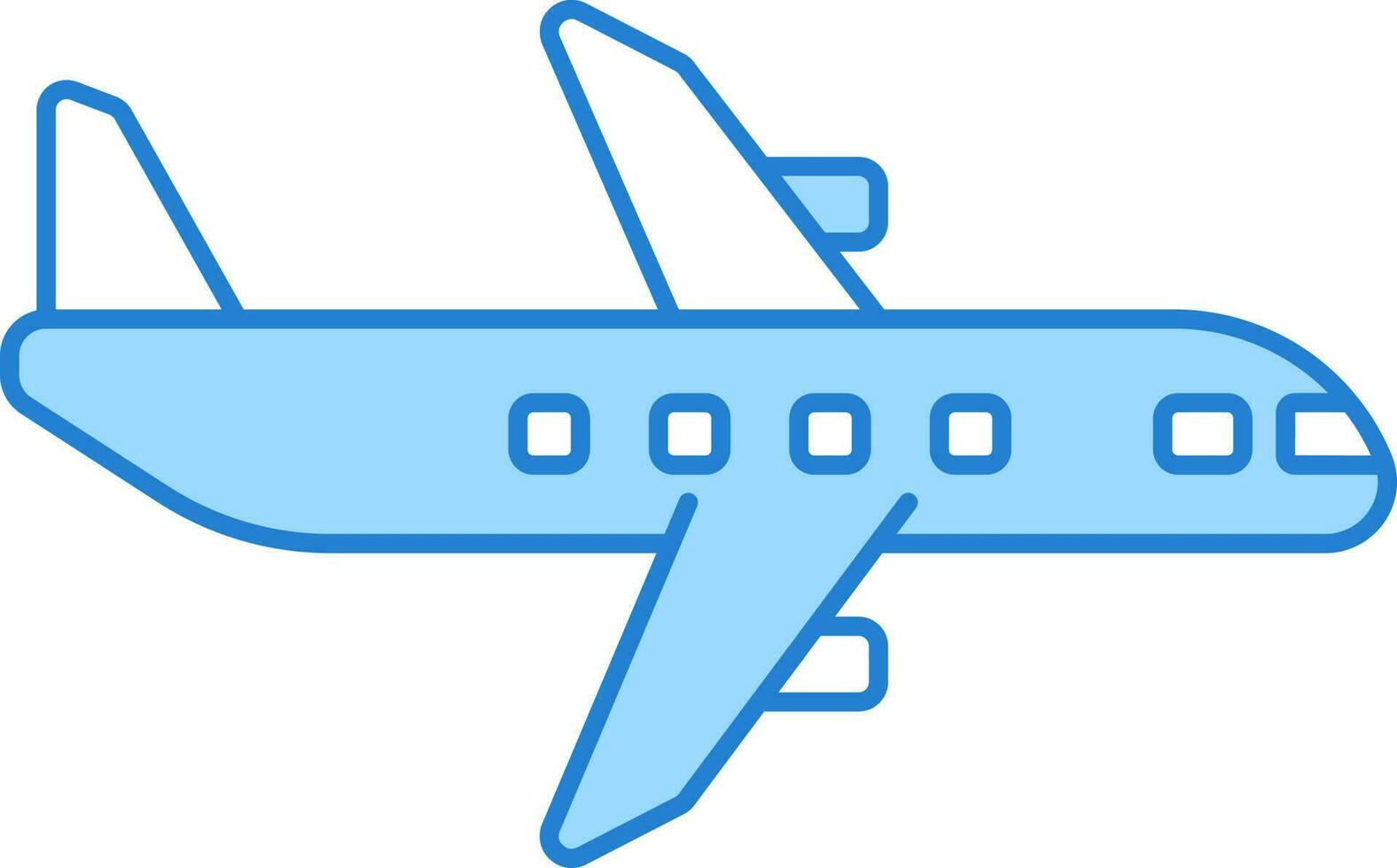 Blue And White Airplane Flat Icon. vector