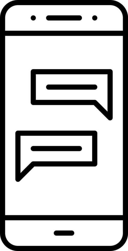 Linear Style Chatting Message In Smartphone Screen Icon. vector