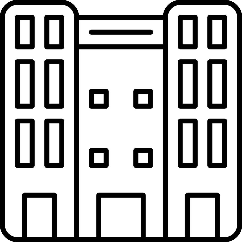 Illustration Of Building Icon In Black Outline. vector