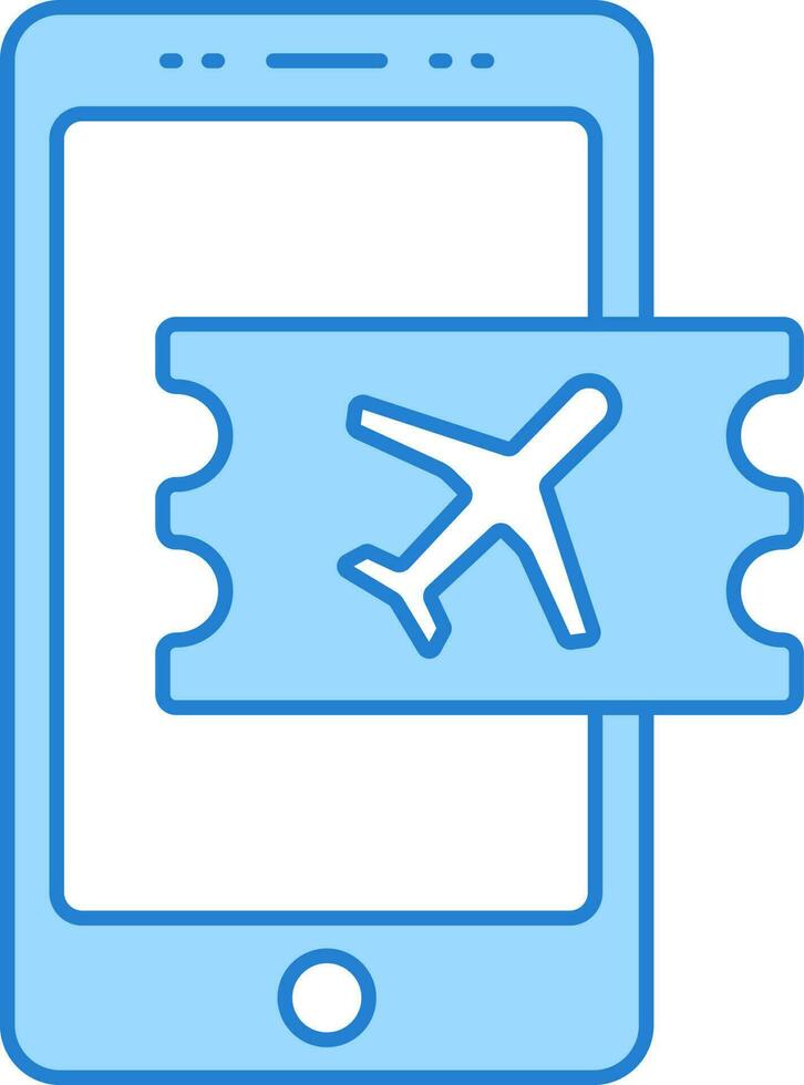 Air Ticket With Smartphone Blue And White Icon. vector