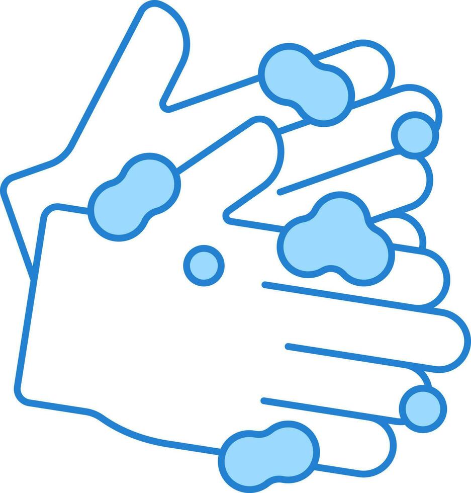 Blue And White Hand Washing Foam Icon. vector