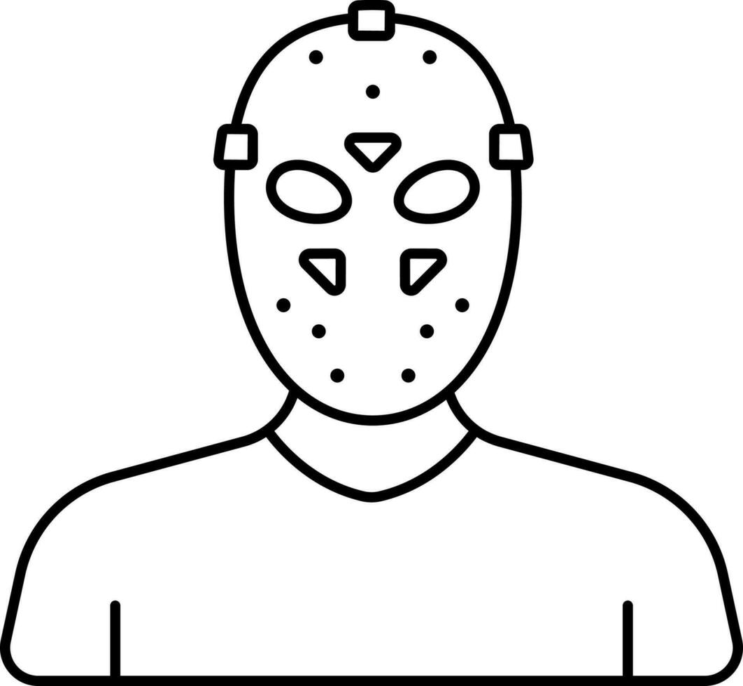 Serial Killer Icon In Black Linear Art. vector