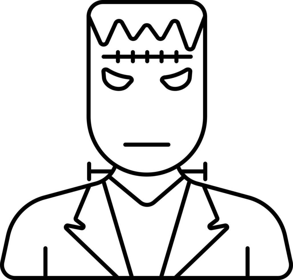 Frankenstein Icon In Black Line Art. vector