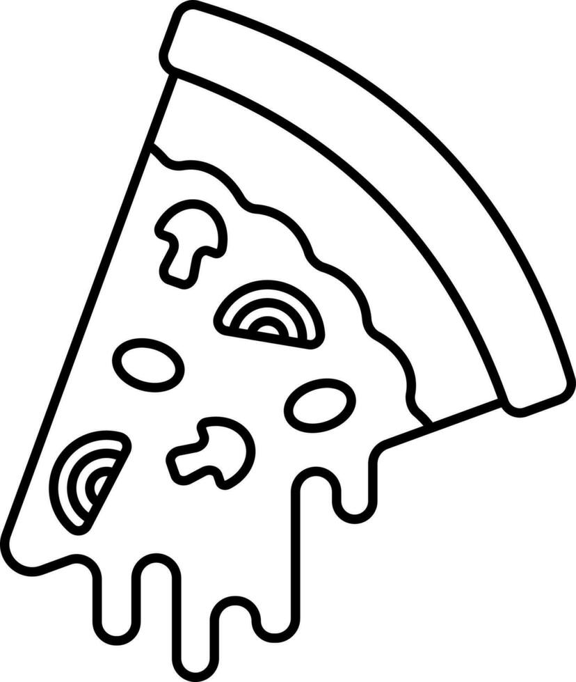 Pizza Slice Icon In Black Line Art. vector