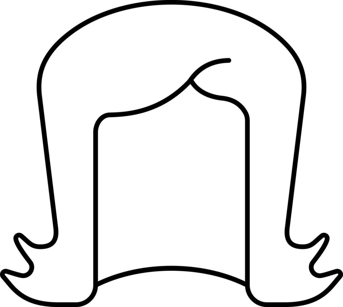 Illustration Of Wig Icon In Black Line Art. vector