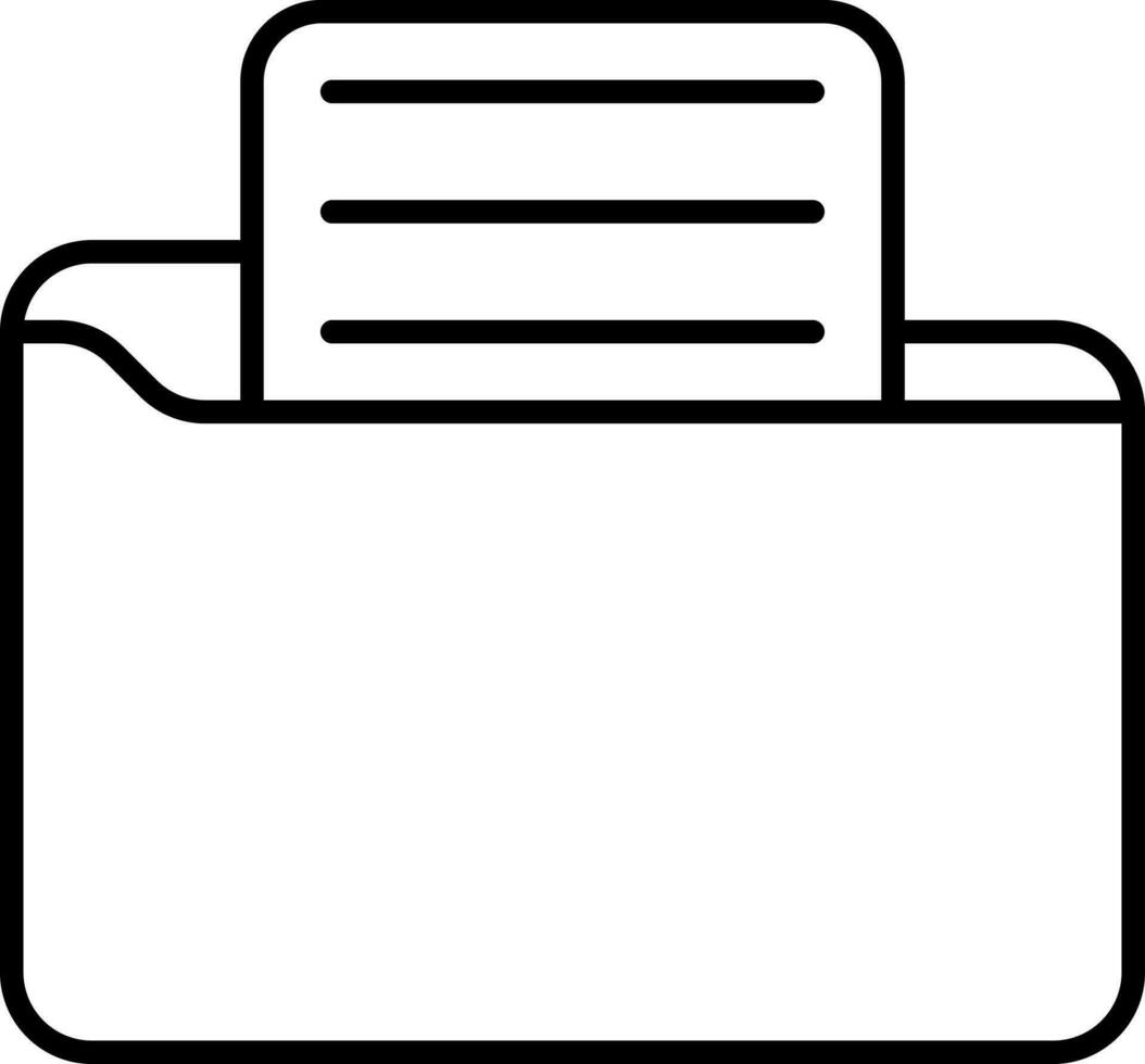 Data Folder Icon In Black Line Art. vector