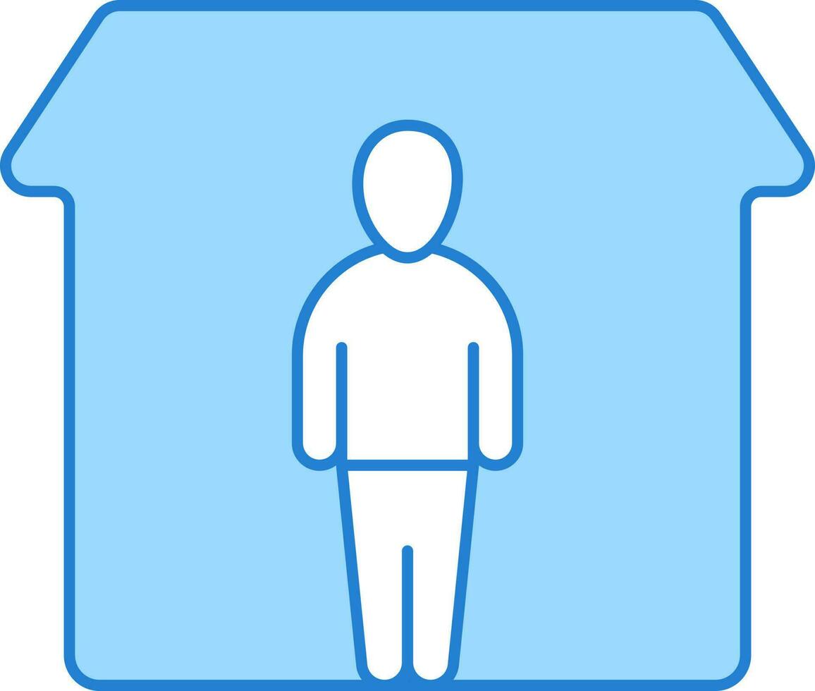 Man Stay In Home Blue And White Icon. vector