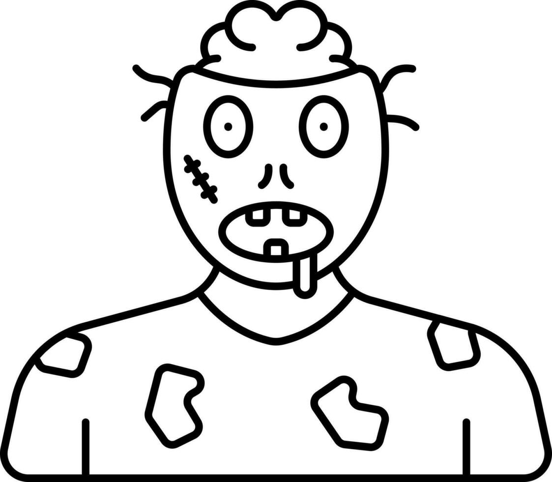 Illustration Of Zombie Icon In Black Line Art. vector