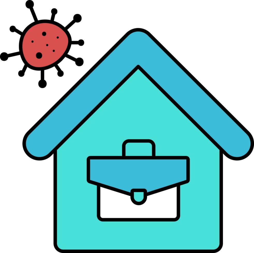 Work From Home For Virus Outbreak Protection Blue And Red Icon. vector