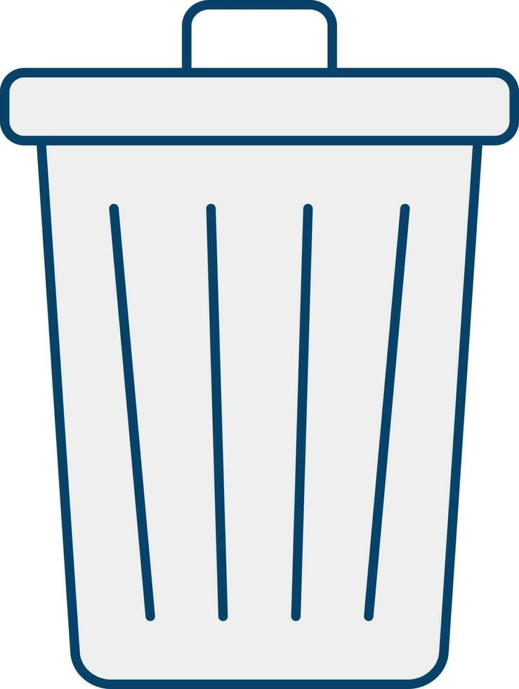 White Dustbin Icon In Flat Style. vector