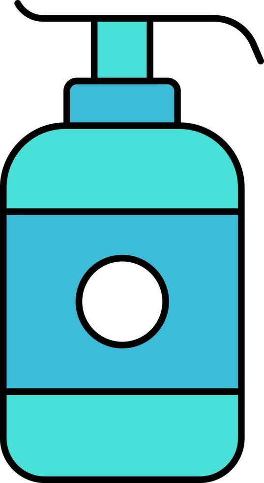 Blue And White Pump Bottle Flat Icon. vector