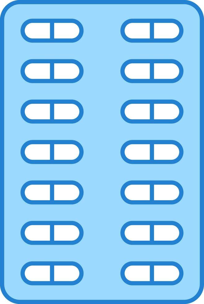 Capsule Or Tablet Packet White And Blue Icon. vector