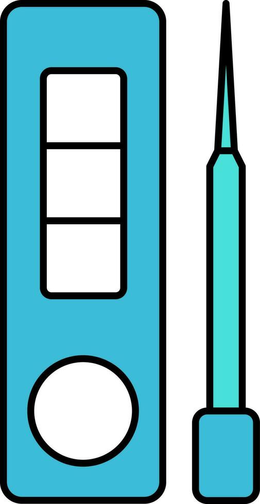 Covid Test Strip With Dropper Blue And White Icon. vector
