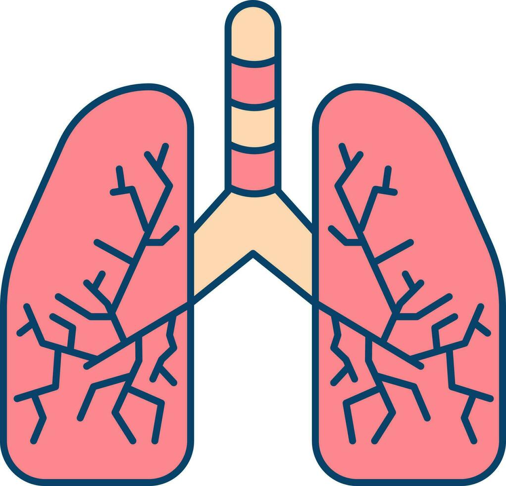 Illustration Of Lungs Flat Icon In Red And Peach Color. vector