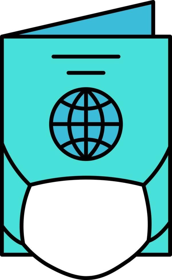 Mask Wearing Global Message Card Blue And White Icon. vector