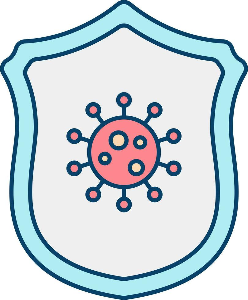 Virus Shield Flat Icon In Red And Blue Color. vector