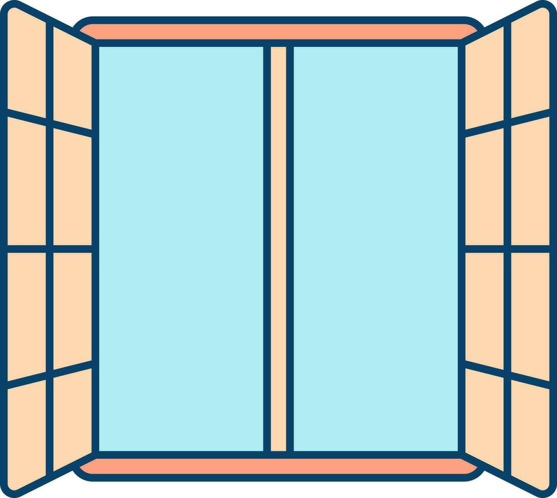 Open Window Blue And Peach Icon. vector