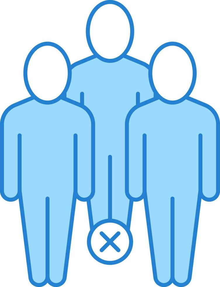 No Crowd Blue And White Icon In Flat Style. vector