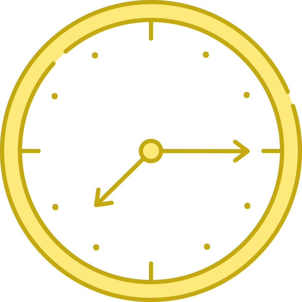 Flat Style Wall Clock Icon In Yellow And White Color. vector