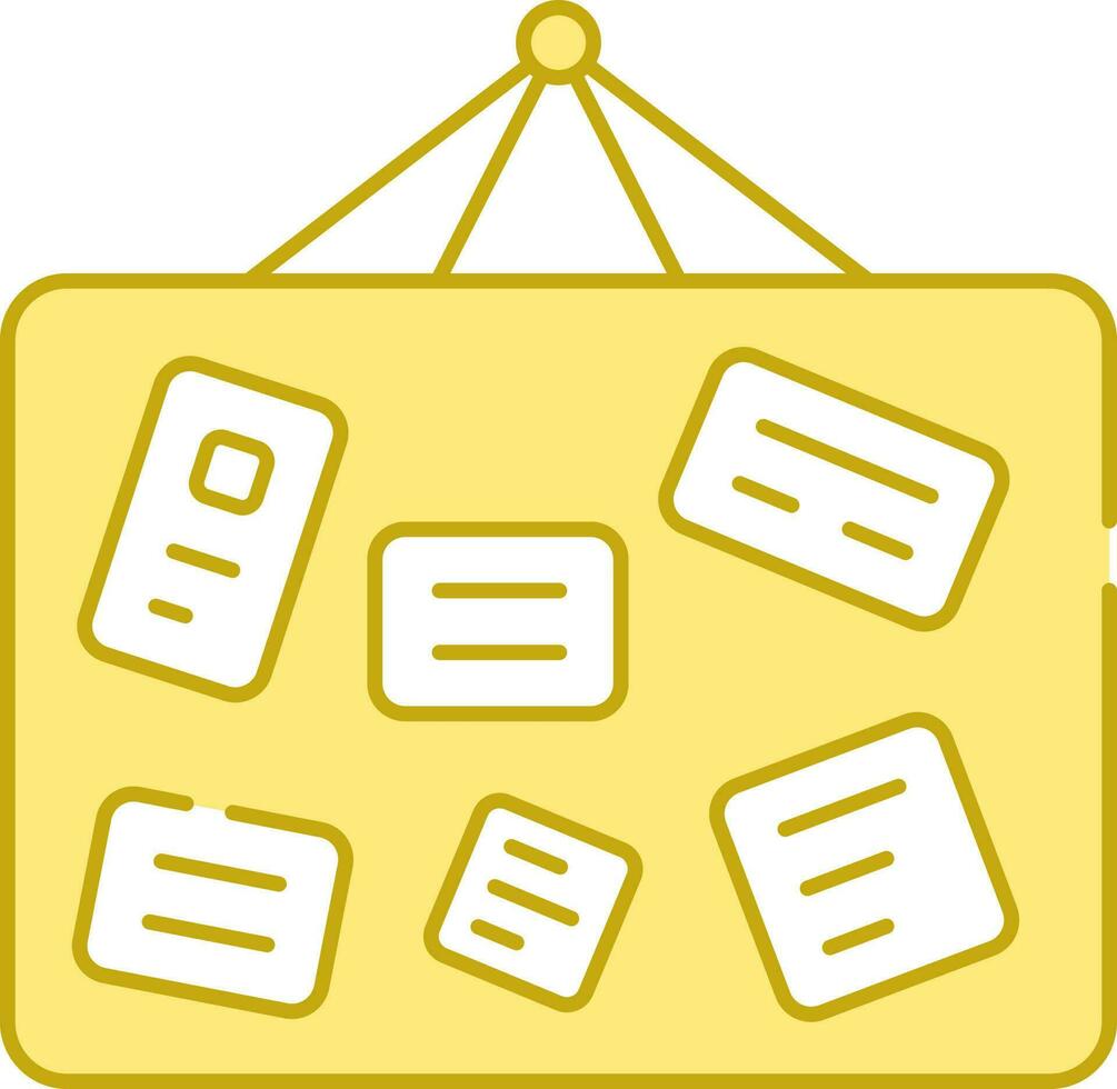 Yellow And White Notice Board Flat Icon. vector